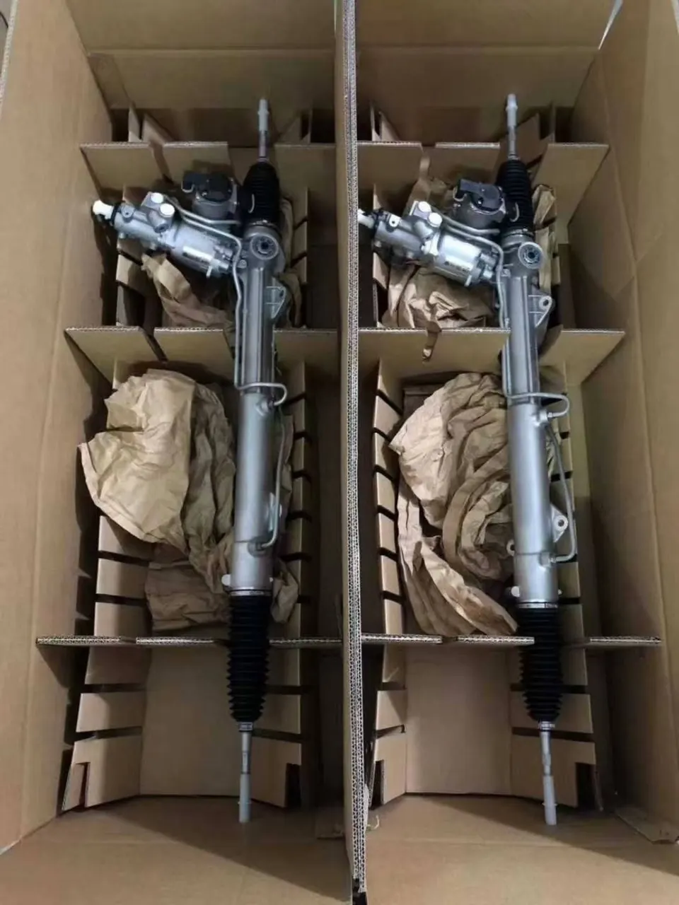Boxed electric power steering rack assemblies